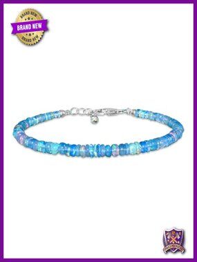 Natural Ethiopian Opal Beaded Bracelet 925 Sterling Silver